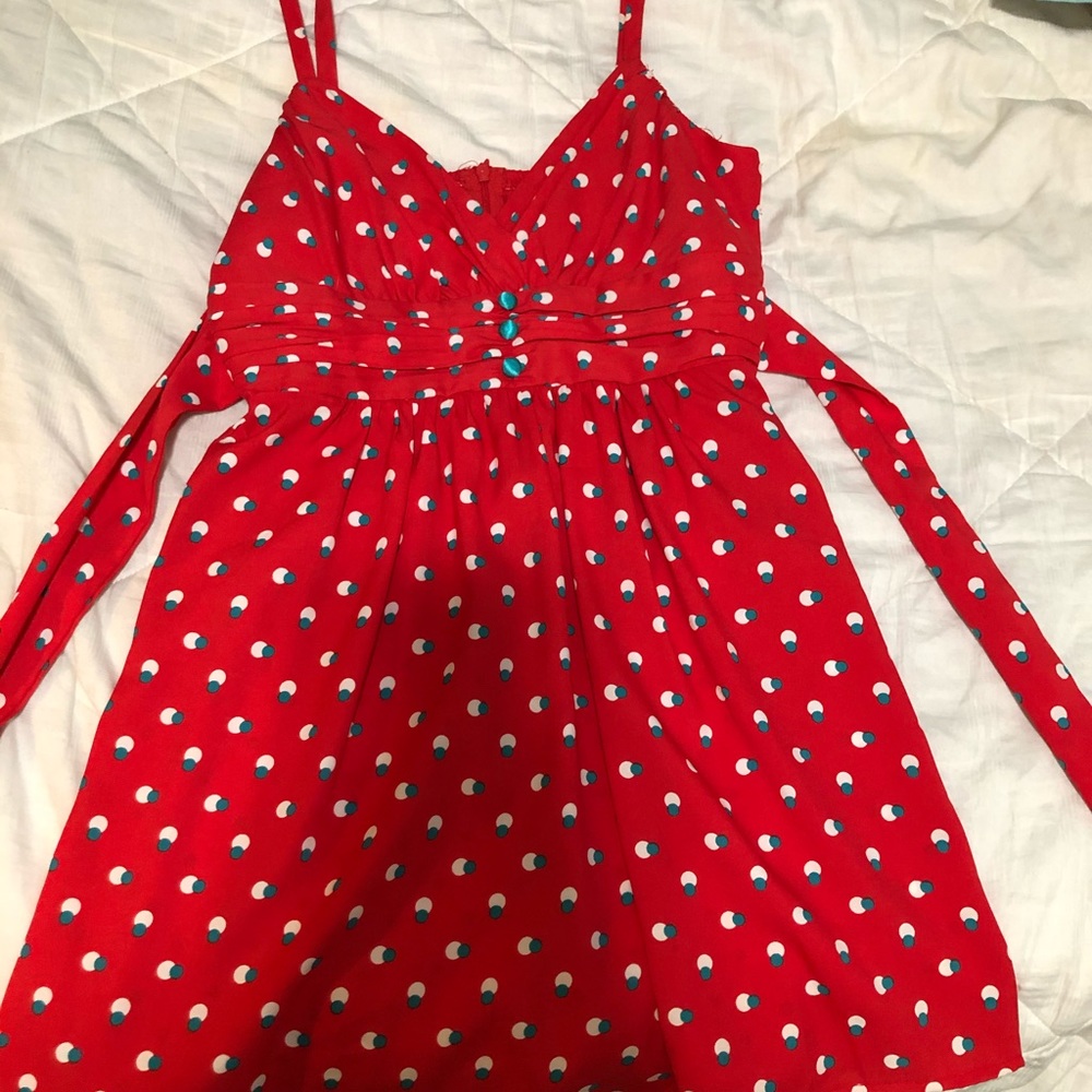 Red dress with polka dots